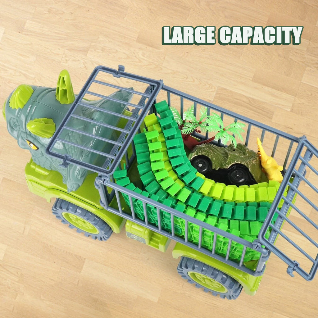 Dinosaur Truck Toys with Flexible Racetrack Cars and Dinosaurs F30252