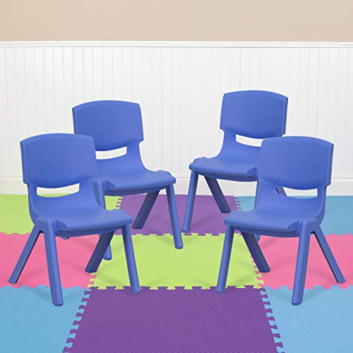 Blue Plastic Stackable School Chair 4 Pack Q106