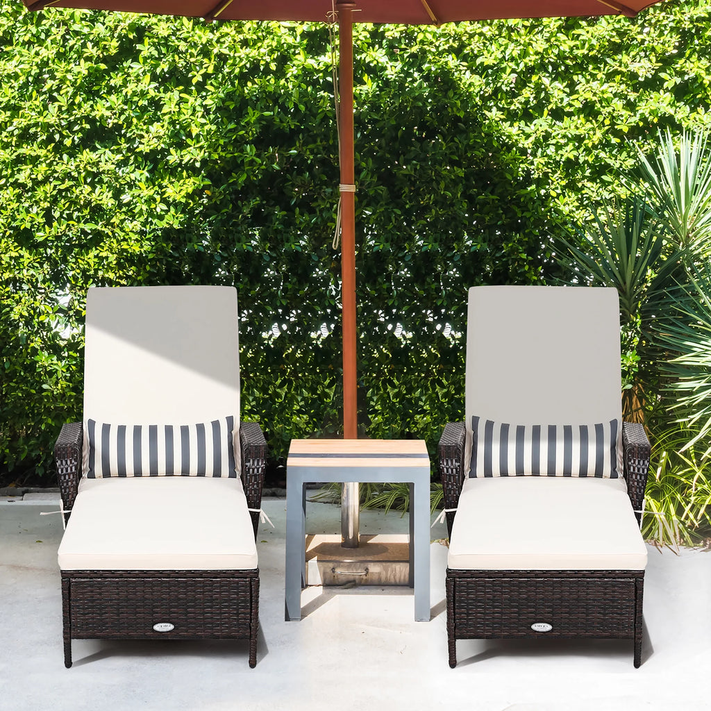 2PCS PE Rattan Chaise Lounge Chair G995468