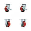 4x22 x 2x22 Polyurethane Wheel Caster Set Red on Silver E379032
