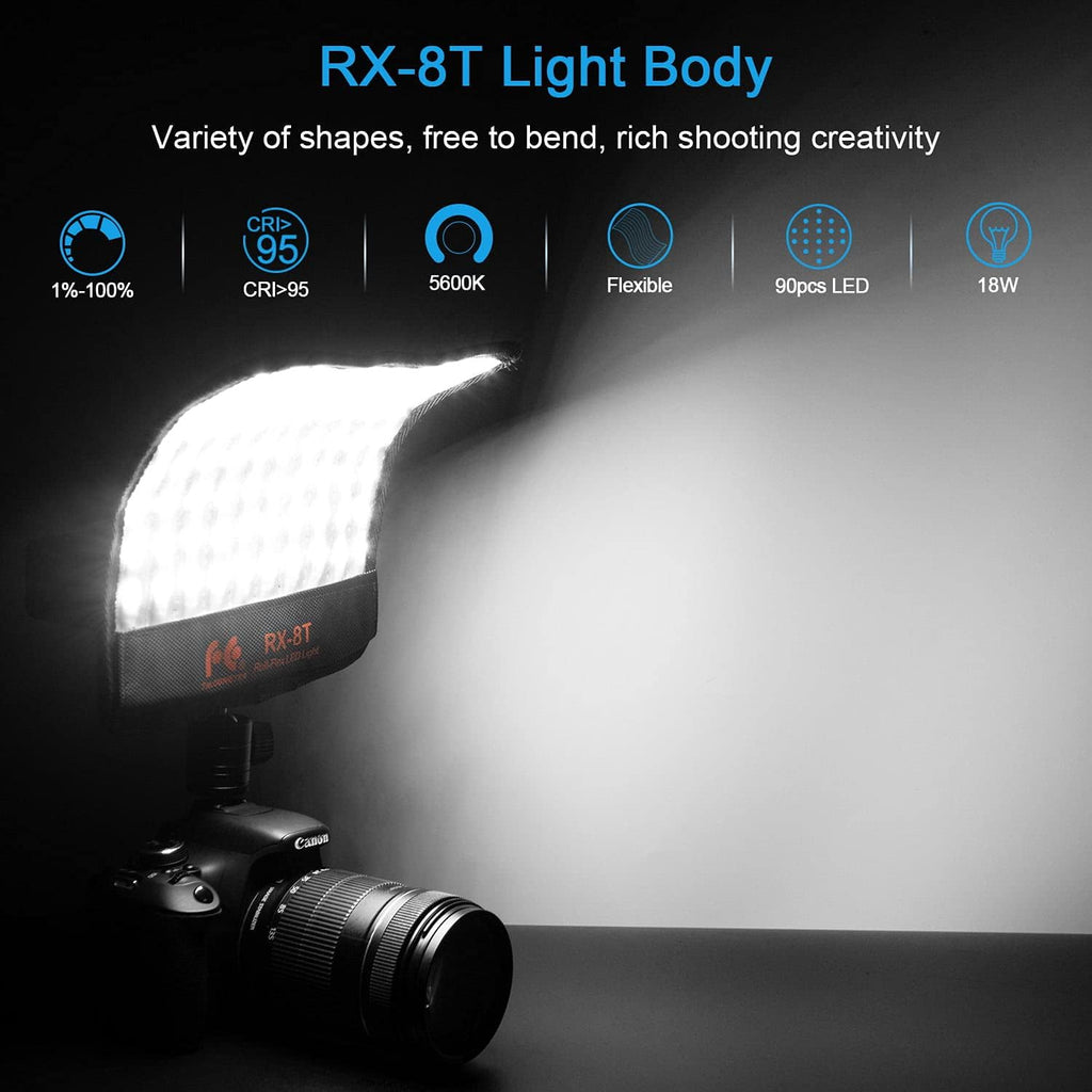 Foldable Flexible LED Light Panel Kit 5600K CRI95 On-Camera Lamp Daylight Splash-Proof W138116