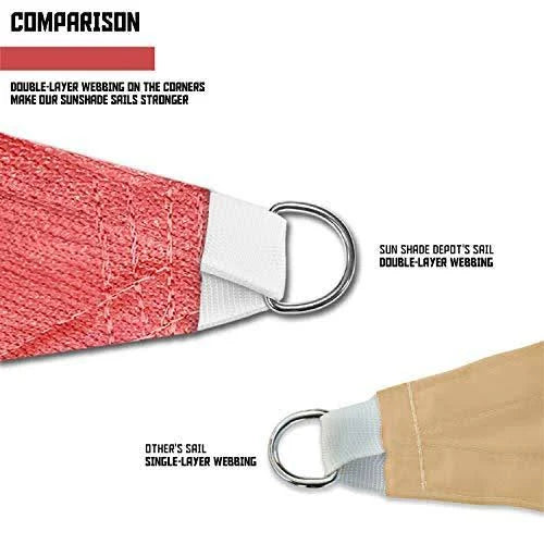 17 x 17 Sun Shade Sail Square Permeable Canopy Red C2386
