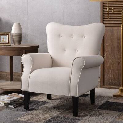Cream Linen Tufted Armchair L28553