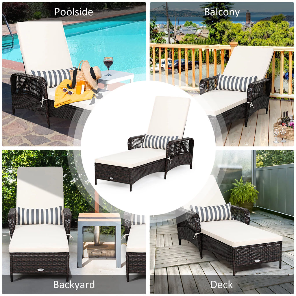 2PCS PE Rattan Chaise Lounge Chair G995468