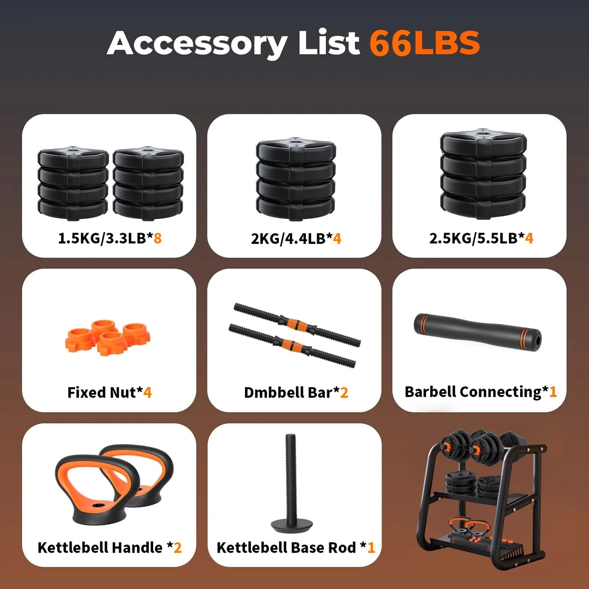 Adjustable Weight Dumbbell Set 4 in 1 B178