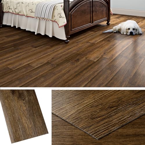 Dark Walnut Wood Grain Peel and Stick Floor Tile Waterproof 6x36 Vinyl Plank S14427