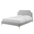 Twin Size Light Grey Velvet Platform Bed Frame L5044
