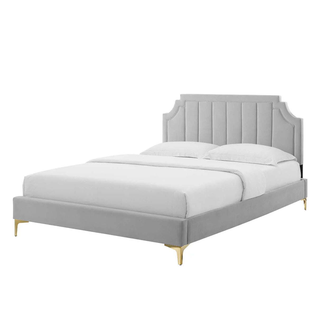 Twin Size Light Grey Velvet Platform Bed Frame L5044
