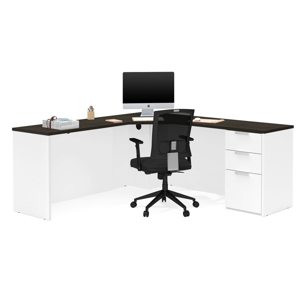 Deep Grey White Corner Desk R30392