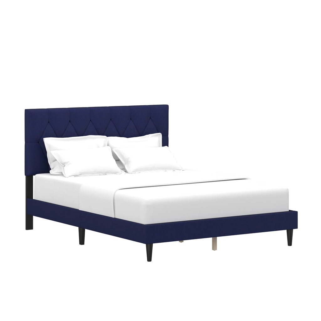 Gray Diamond Tufted Upholstered Queen Platform Bed W734