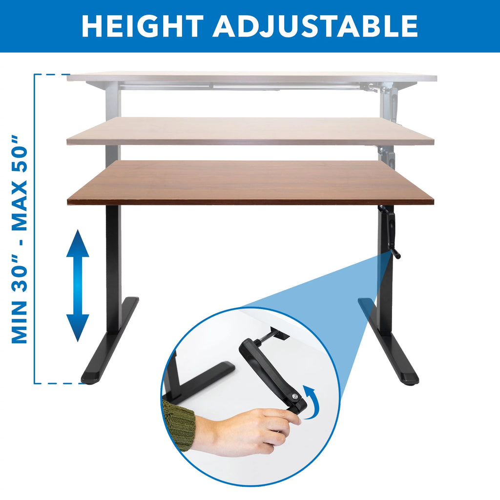 Hand Crank Standing Desk Frame with 55" Desktop Z523724