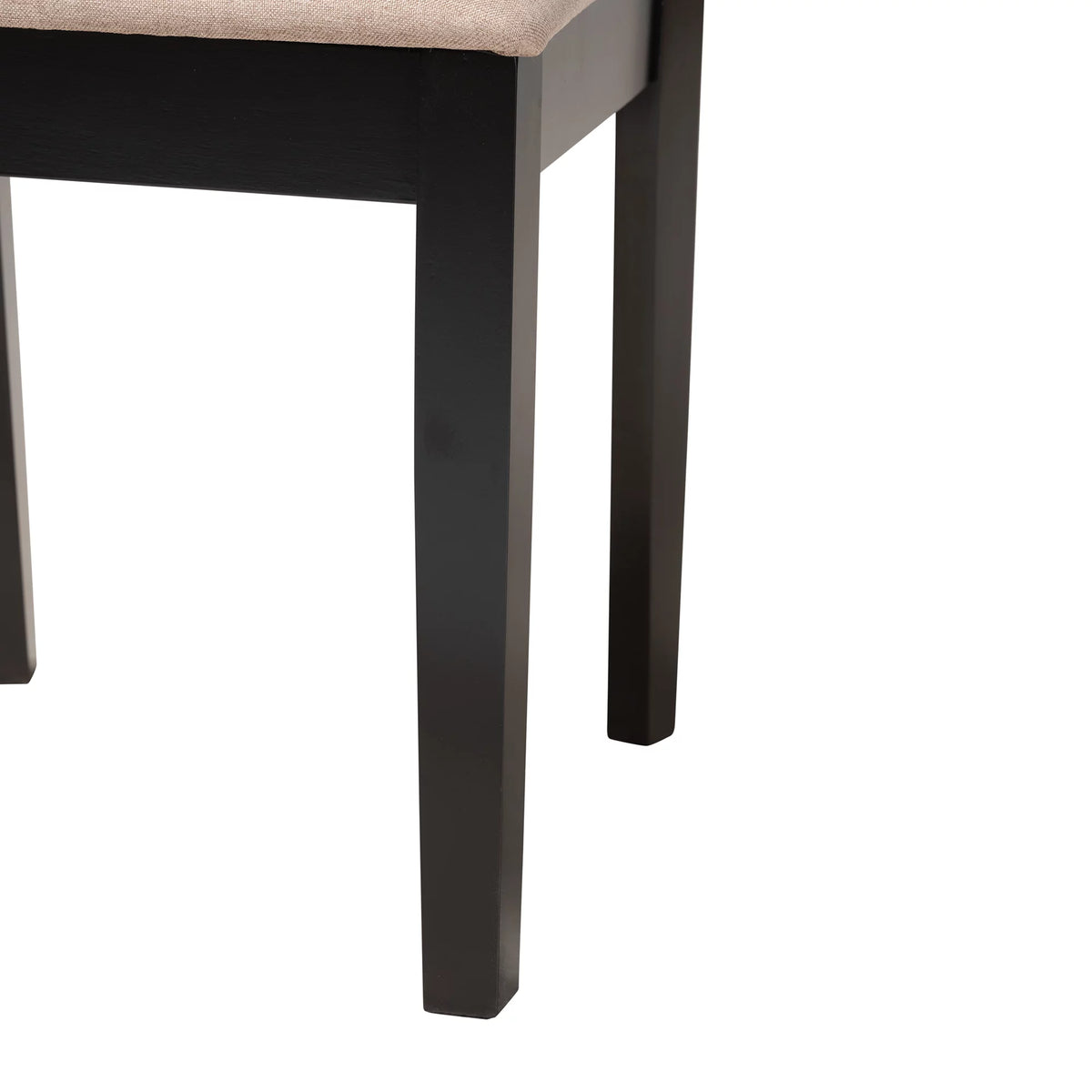 Beige Fabric Dark Brown Wood 2-Piece Dining Chair Set W644