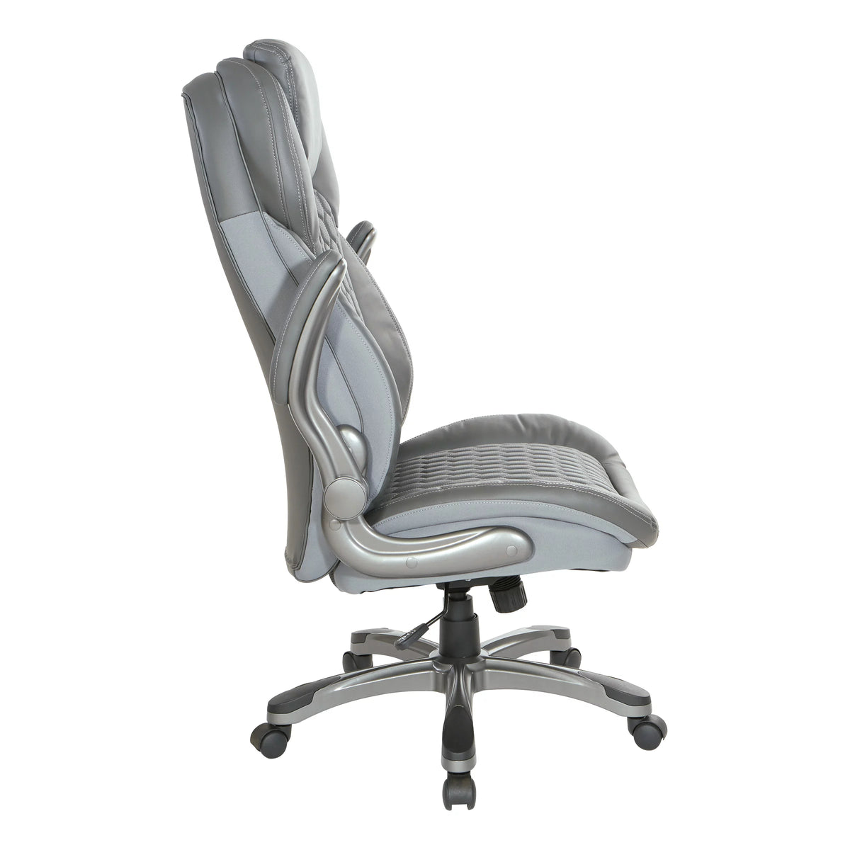 High Back Chair with Grey Bonded Leather and Flip Arms G250