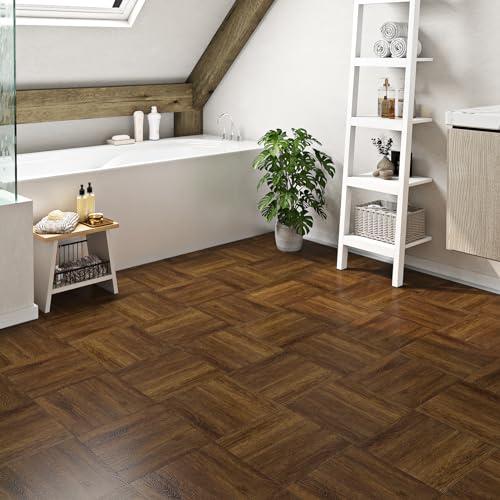 Dark Walnut Wood Grain Peel and Stick Floor Tile Waterproof 6x36 Vinyl Plank S14427
