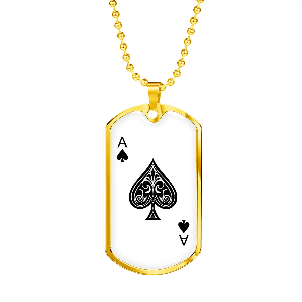Stainless Steel or 18k Gold Dog Tag Necklace V402