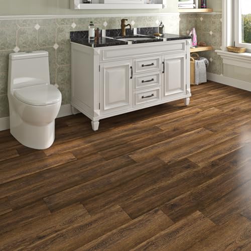 Dark Walnut Wood Grain Peel and Stick Floor Tile Waterproof 6x36 Vinyl Plank S14427