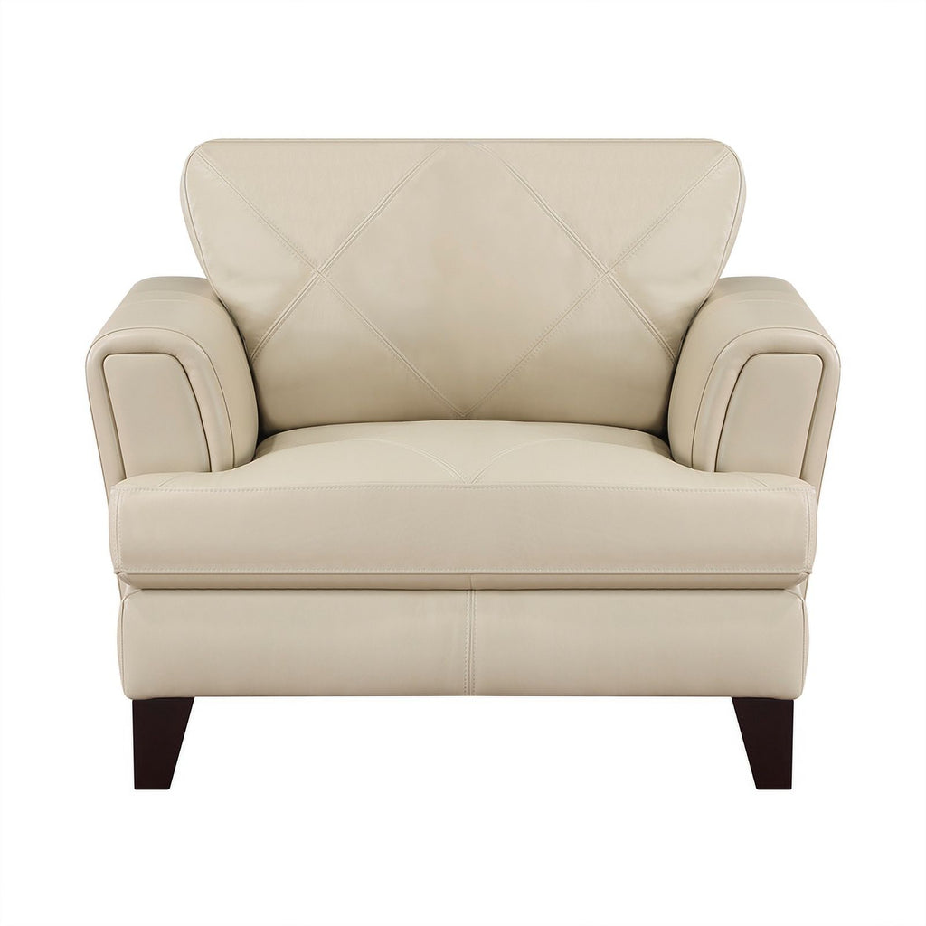 19" Plywood and Leather Chair in Cream M2146