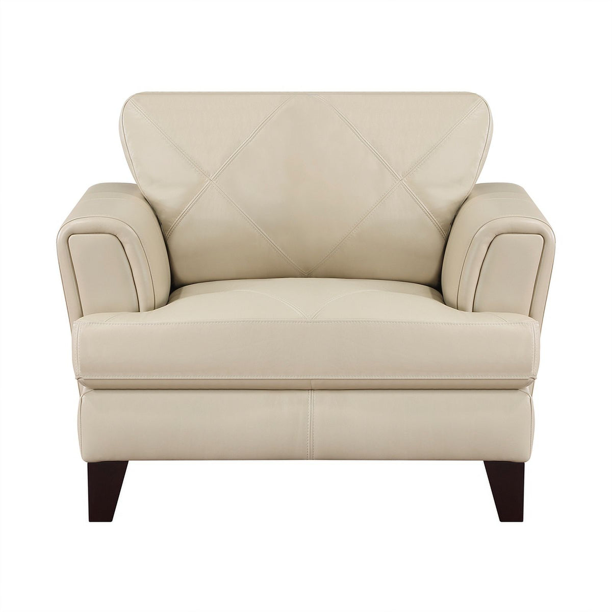 19" Plywood and Leather Chair in Cream M2146