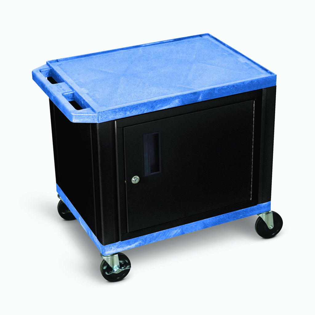 2-Shelf AV Cart with Cabinet, Black Q62774