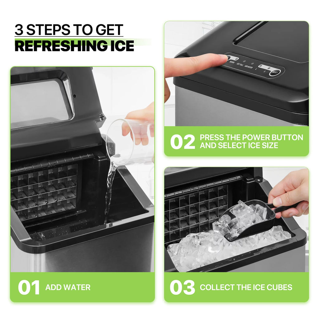 Black Countertop Ice Maker with Basket and Scoop, 26lbs in 24Hrs C79690