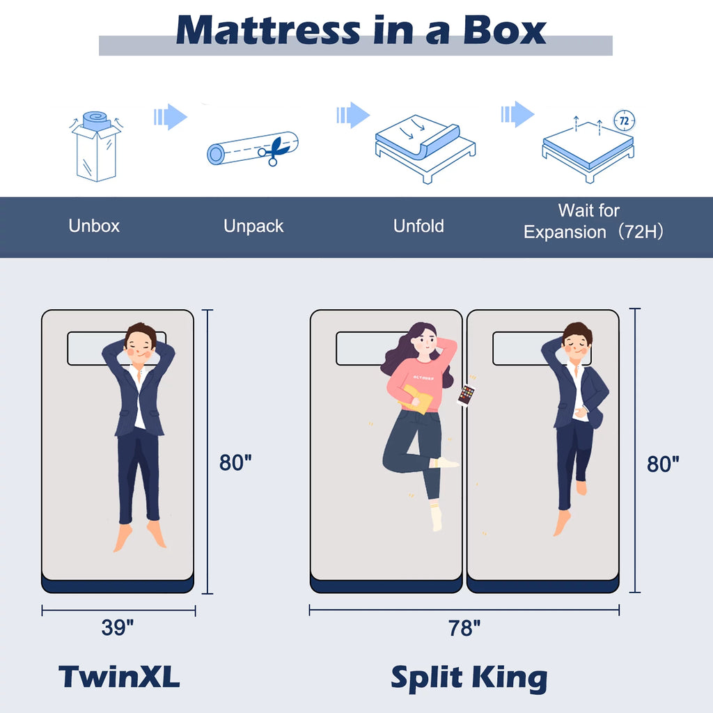 10'' Twin XL Adjustable Bed Mattress White N2917