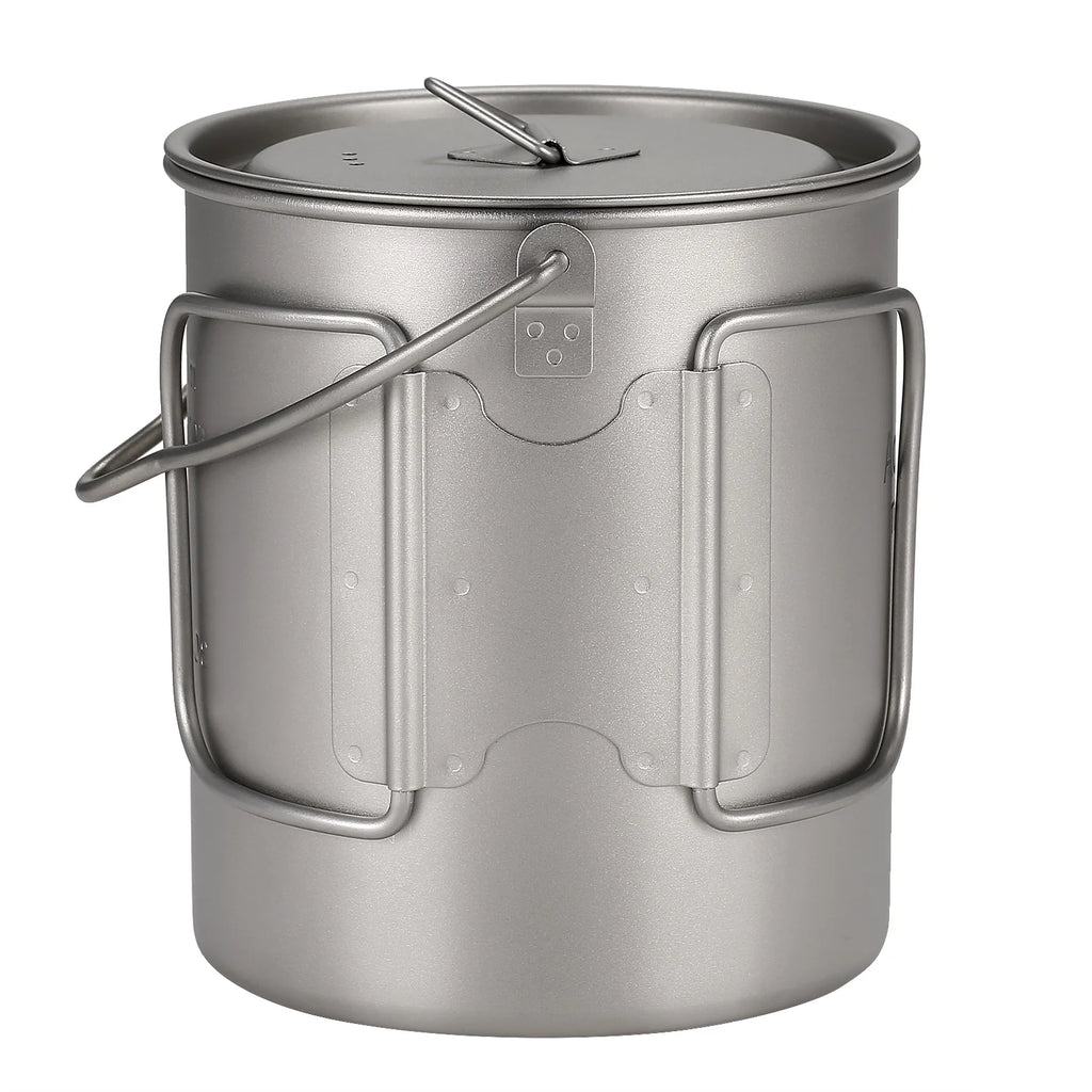 750ml Titanium Pot with Lid and Foldable Handle E919