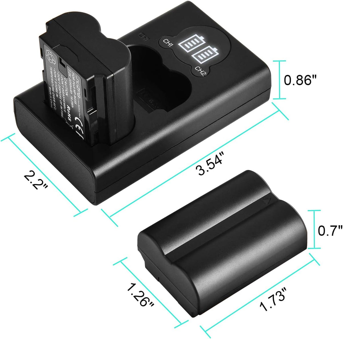 Rechargeable Li-Ion Camera Battery 2-Pack with Battery Charger L786609