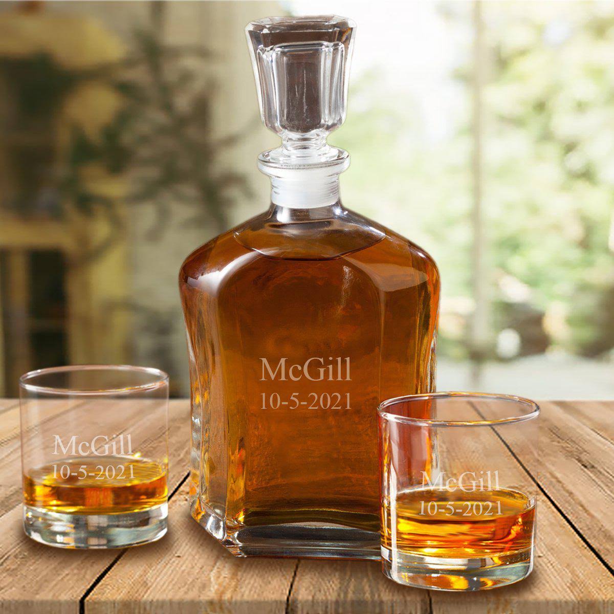 Decanter Set with 2 Lowball Glasses P782