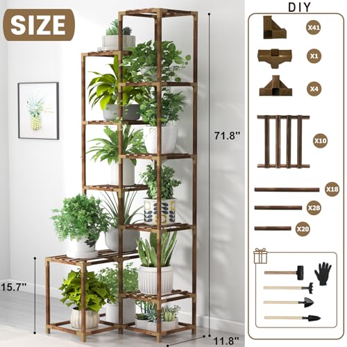 10 Tier Tall Corner Wood Plant Stand Shelf C239360