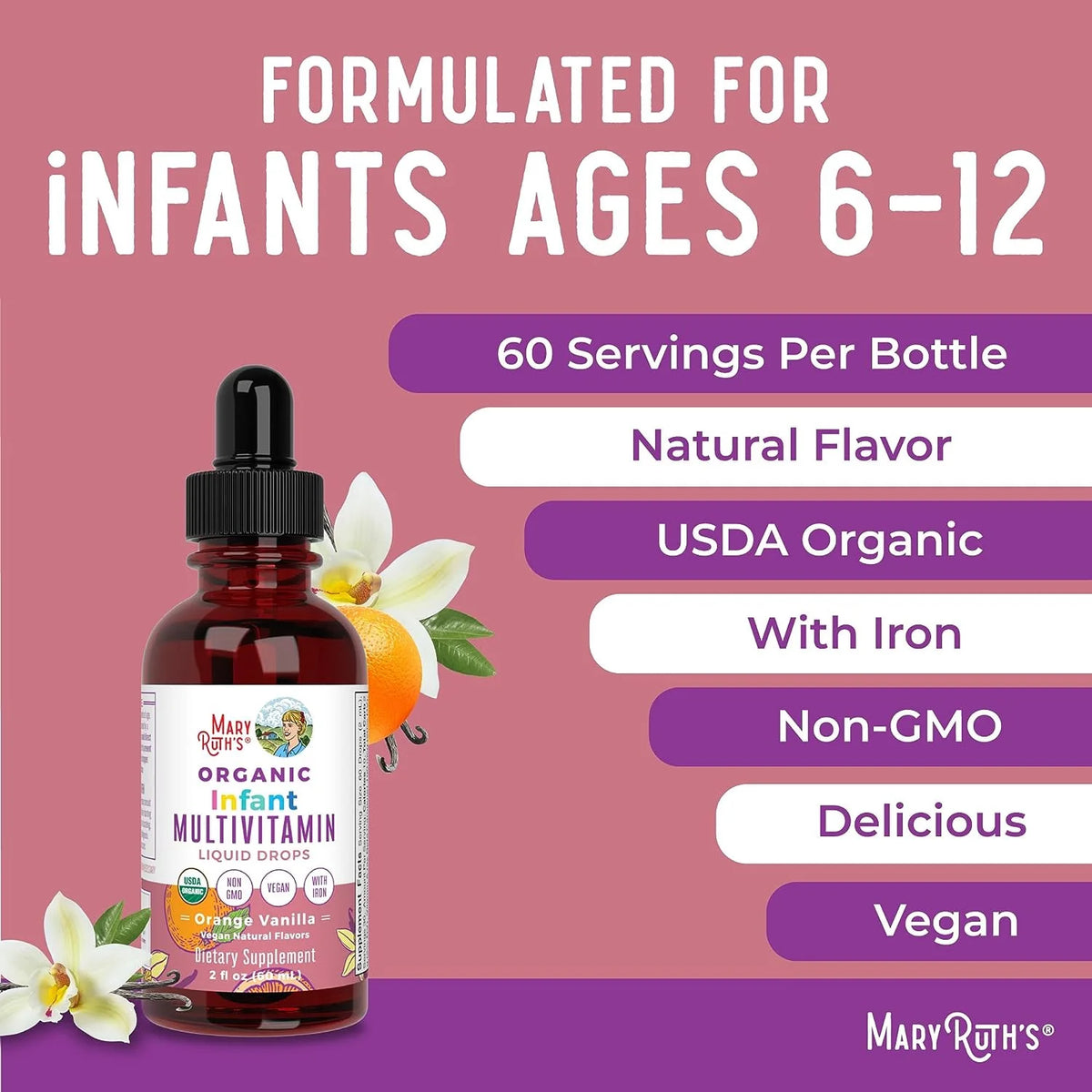 USDA Organic Multivitamin Liquid Drops, 2 fl oz O913674