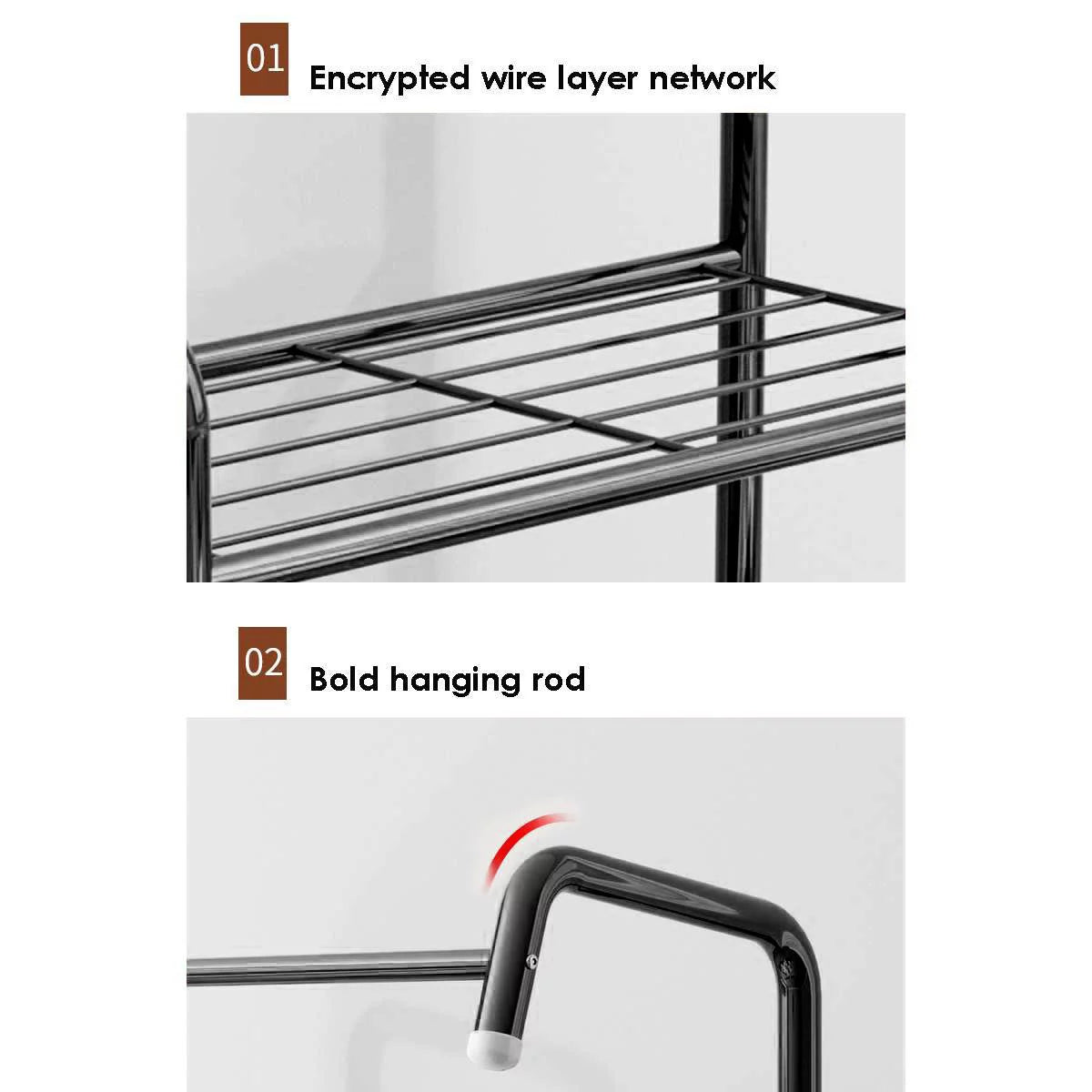 Metal Hall Tree Storage Organizer Shelf Clothes Stand Q346196