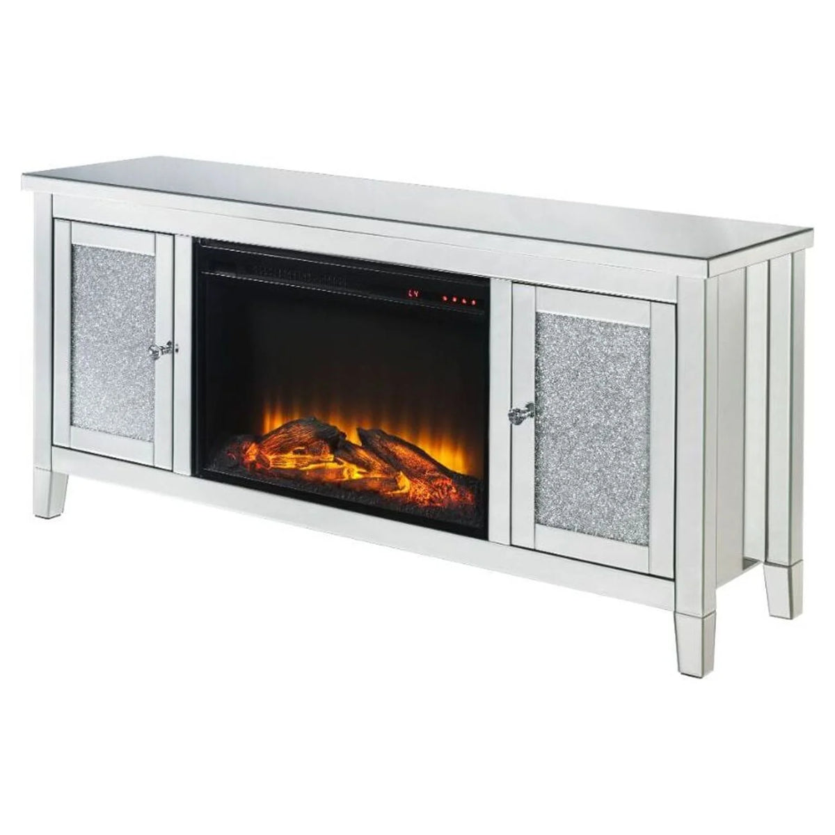 Mirrored TV Stand with Fireplace I40990