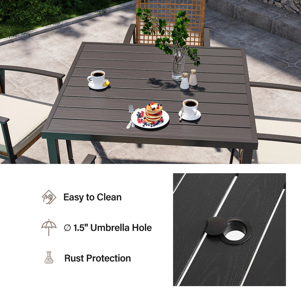 5 Pieces Patio Dining Set with Beige Seat Cushions and Table W30355