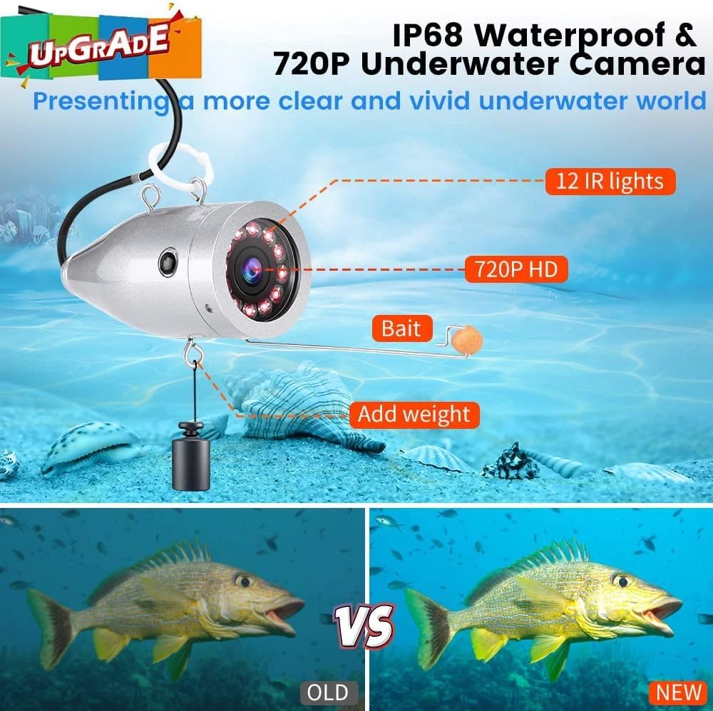 Upgraded 720P Underwater Fishing Camera with 7 inch Screen (15m) S23091