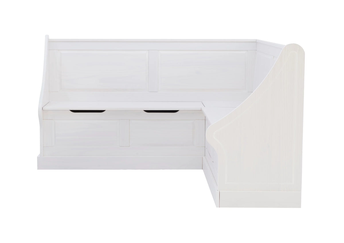 Backless Corner Dining Nook with Storage, Seats 4, Natural and White Q819453