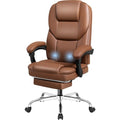 Brown Ergonomic High Back Leather Office Chair with Footrest L68662