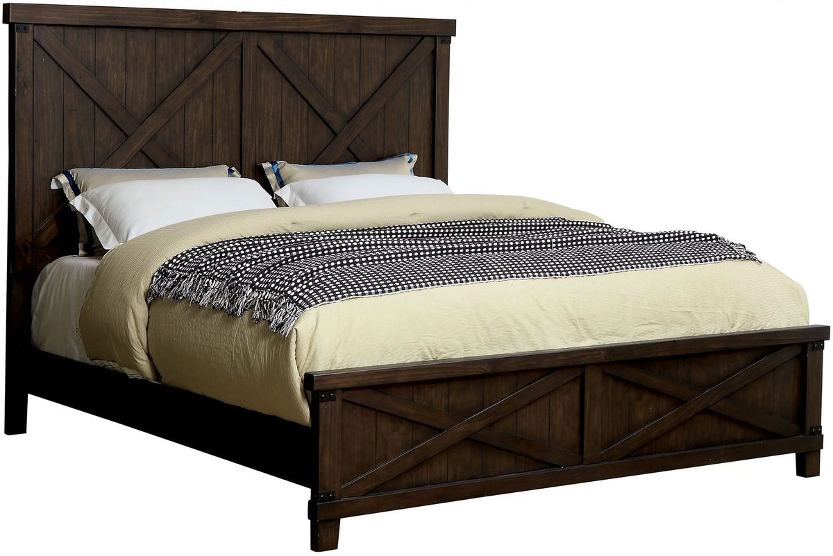 Dark Walnut Eastern King Size Solid Wood Bed M49026
