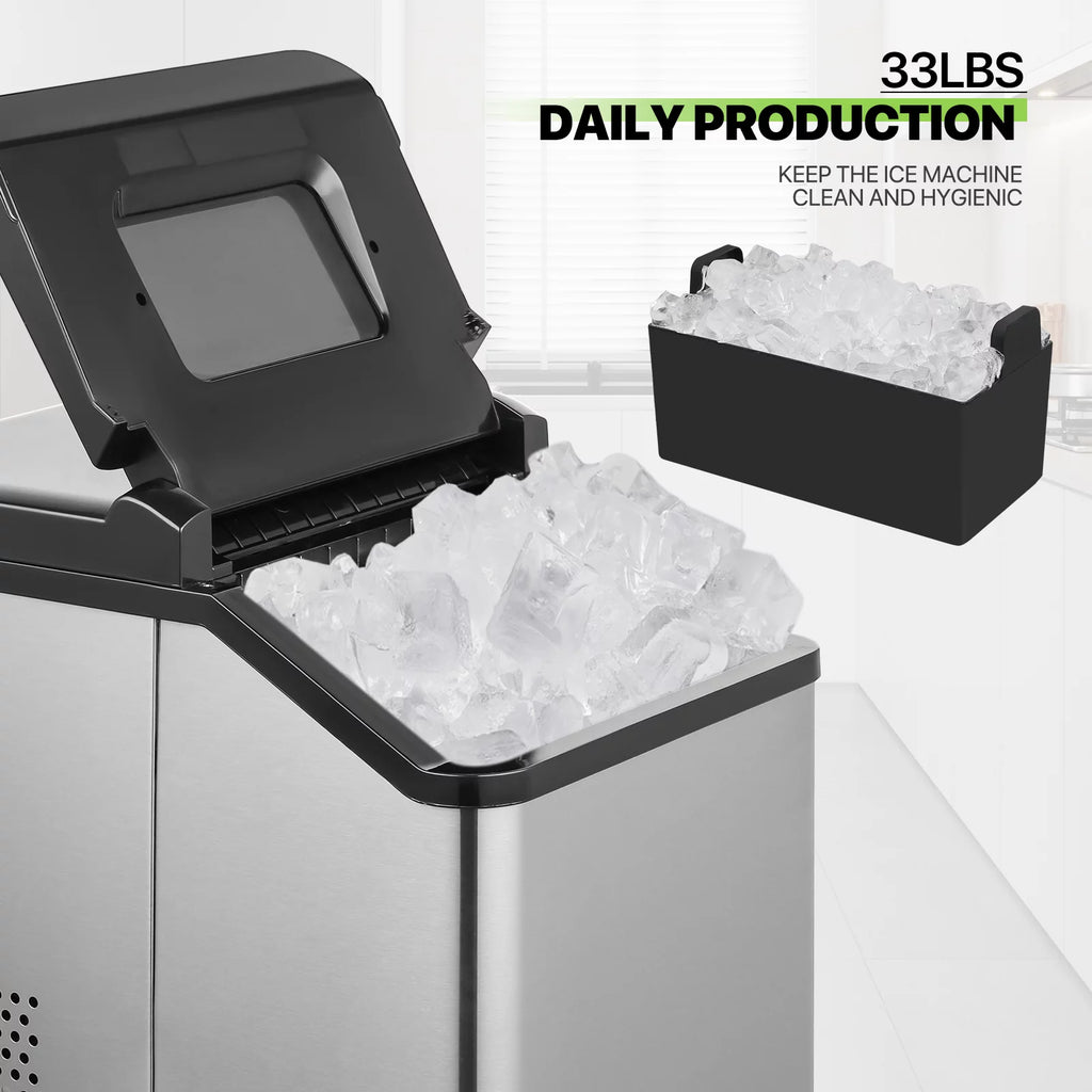 Black Countertop Ice Maker with Basket and Scoop, 26lbs in 24Hrs C79690