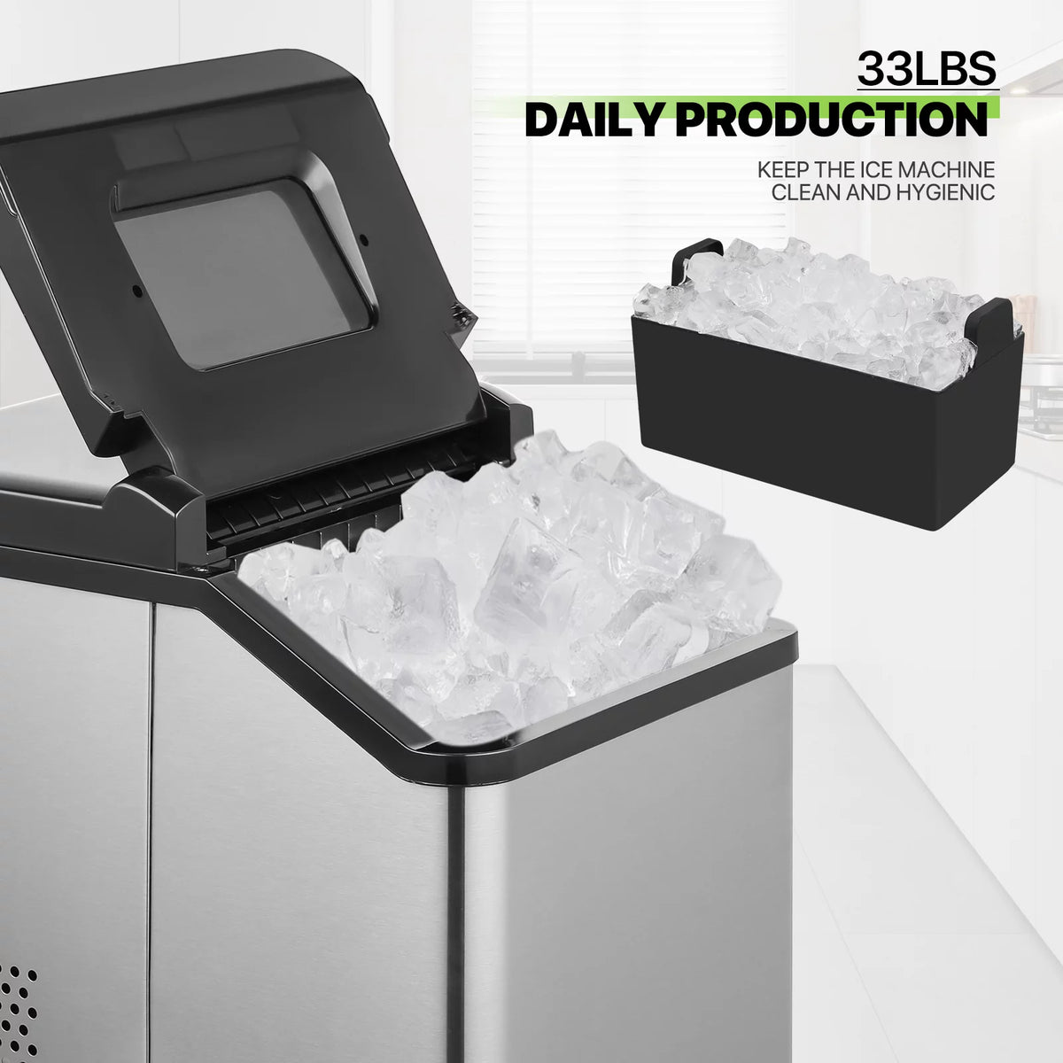 Black Countertop Ice Maker with Basket and Scoop, 26lbs in 24Hrs C79690