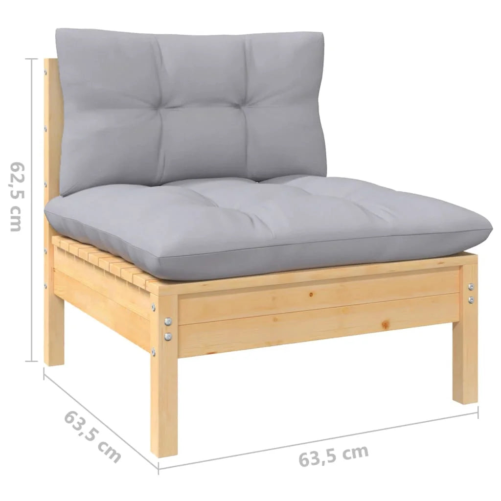 Gray Cushions Solid Pinewood Patio Sofa E255022