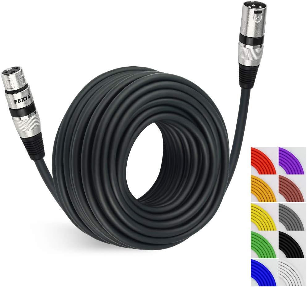 Black Pack of 2 XLR Microphone Cable 50 Ft H8956