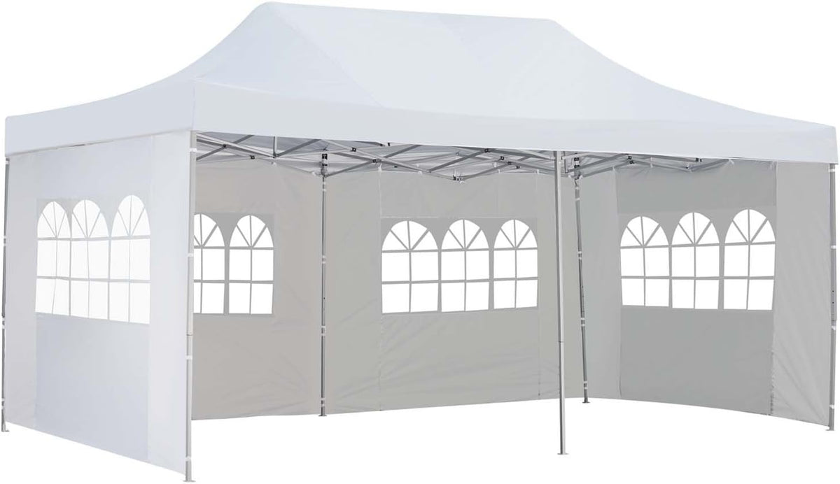 White Pop up Canopy Tent with Removable Side Walls P90252