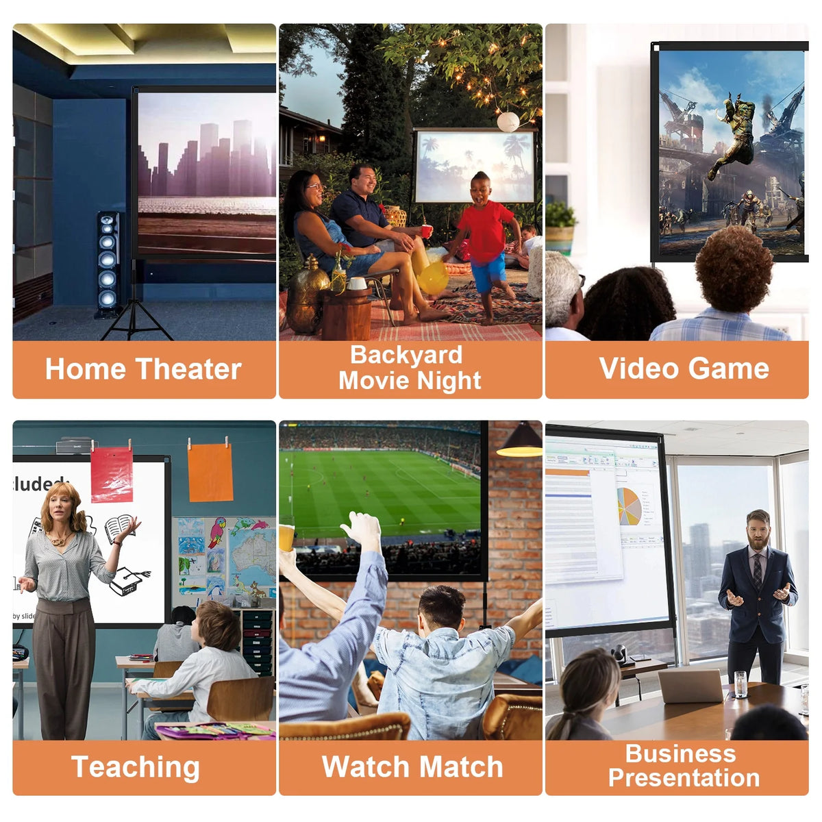 100inch Projector Screen with Stand 16:9 4K Wrinkle-Free with Carry Bag F435