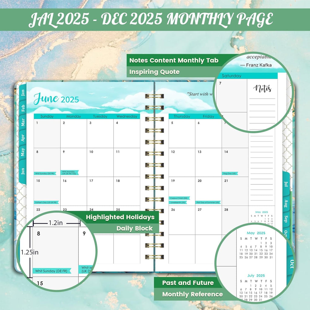 2025 Weekly and Monthly Hardcover Planner, 6.4" x 8.5" D550301