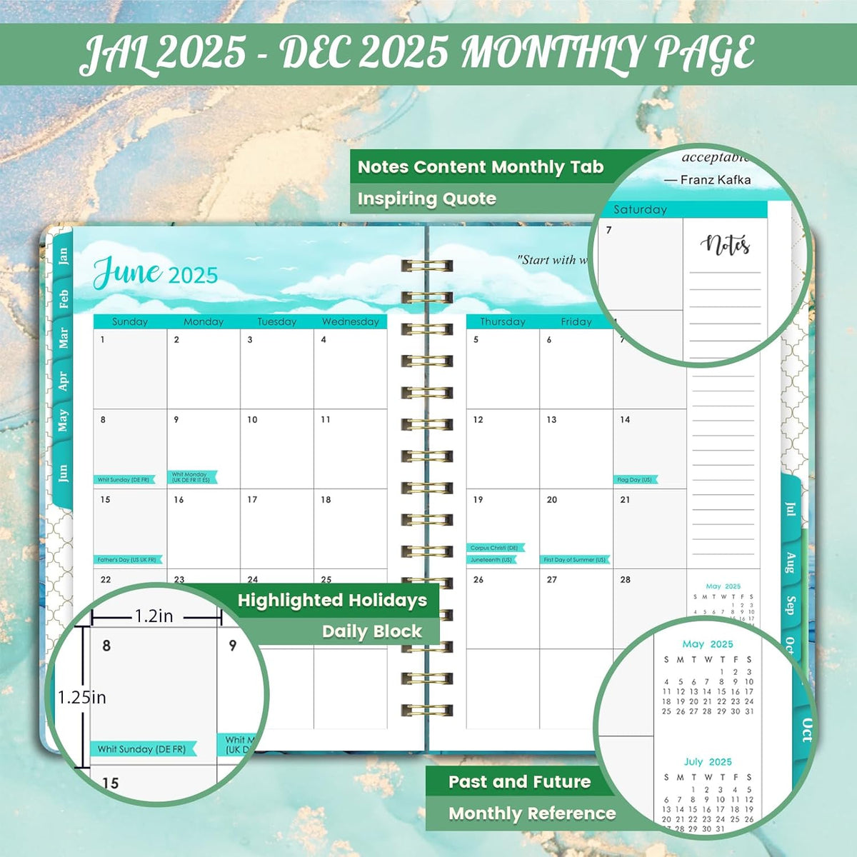 2025 Weekly and Monthly Hardcover Planner, 6.4" x 8.5" D550301