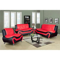 Black & Red 3 Piece Faux Leather Sofa Set O23352