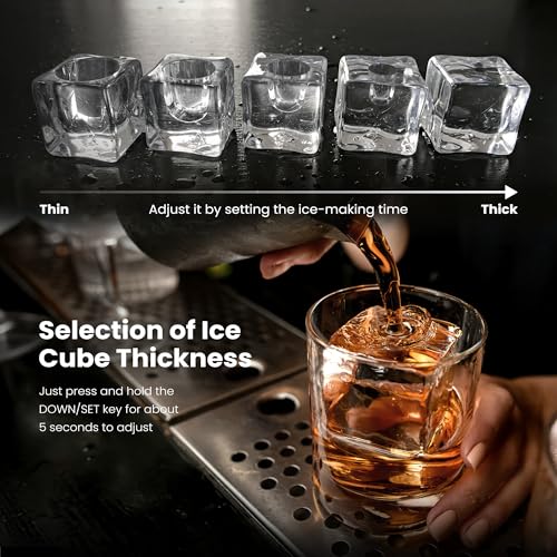 Clear Ice Cube Makers, 26Lbs/24H, Portable Countertop, Self-Cleaning, Black S9982