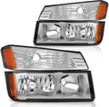 Chrome Housing Amber Reflector Headlight Assembly Pair V8495