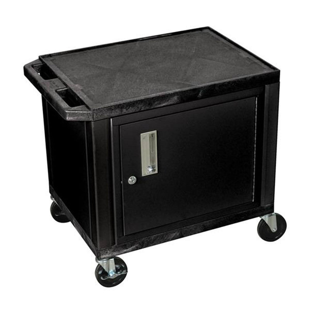 2-Shelf AV Cart with Cabinet, Black Q62774