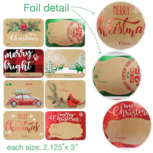 80 Count Foil Christmas Tag Stickers M725